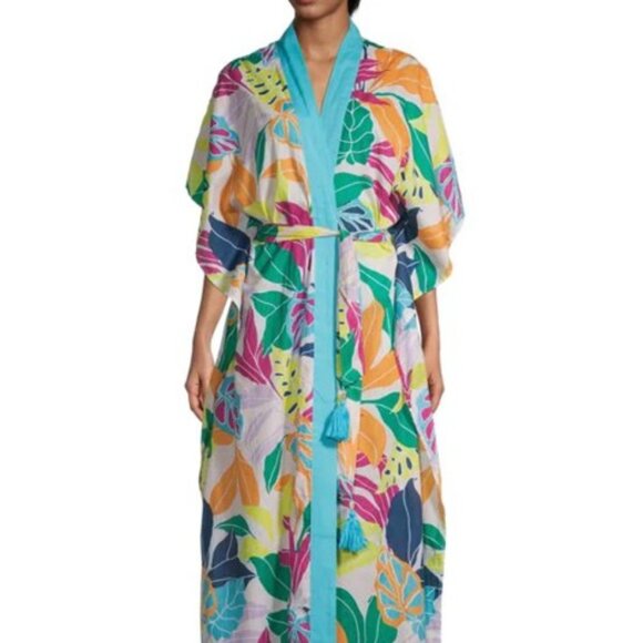 True Destinations Voile Tropical-Print Maxi Cover-Up, Size L - Picture 2 of 10